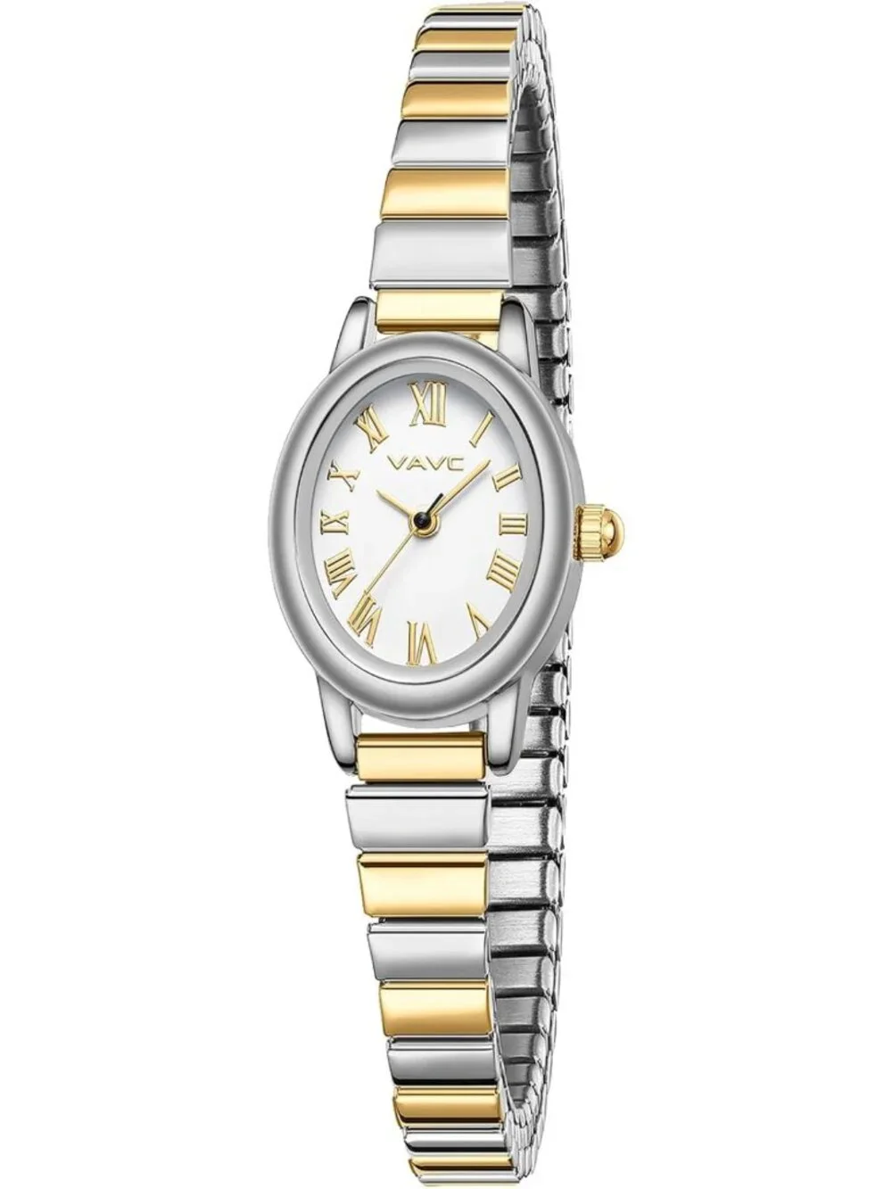 Chic Gold Analog Watch for Women, Oval Case, Stainless Steel Band, Water